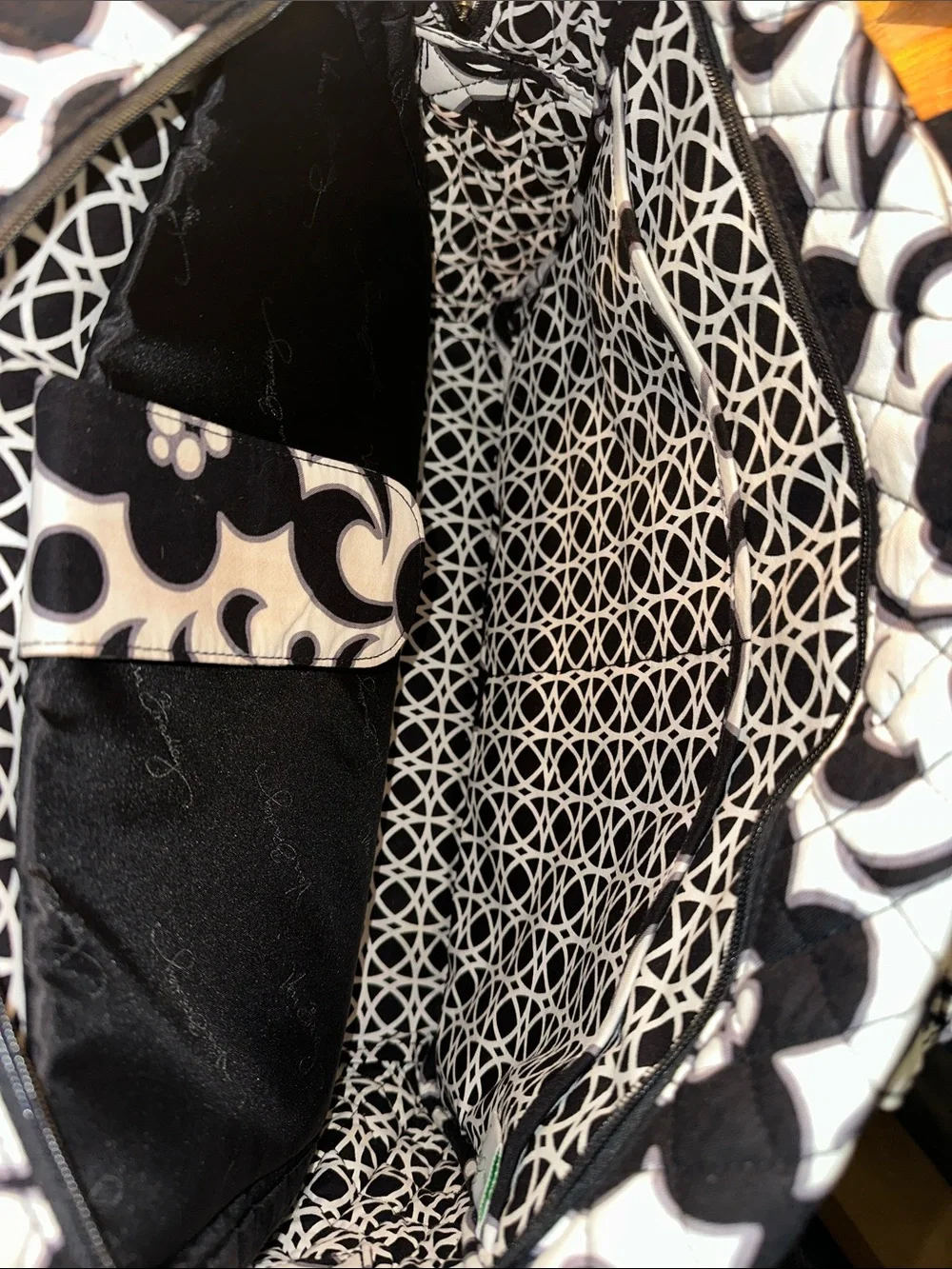 Vera Bradley Black & White Quilted Floral Baby Bag